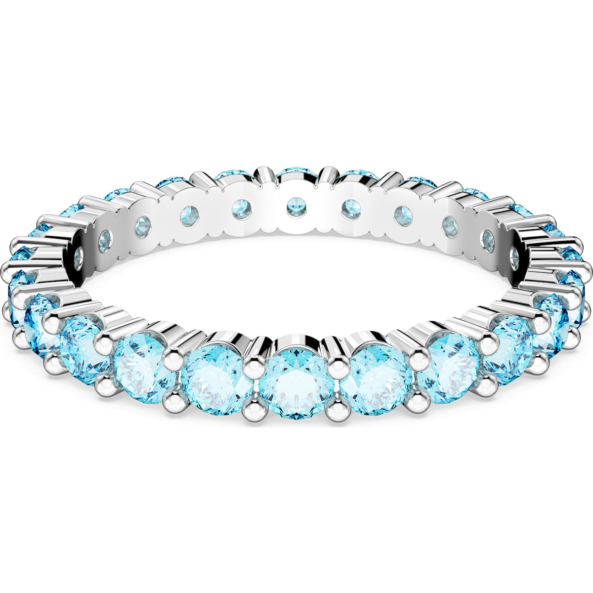 Matrix ring, Round cut, Blue, Rhodium plated