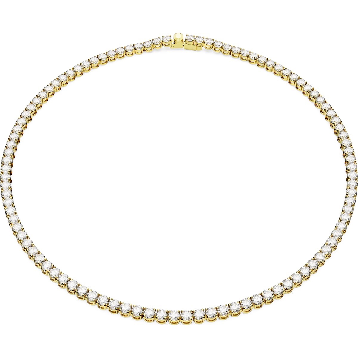Matrix Tennis necklace, Round cut, White, Gold-tone plated 5681795