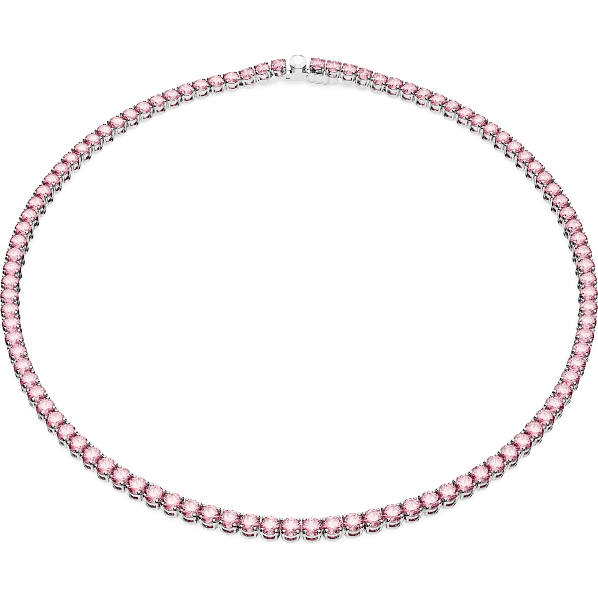 Matrix Tennis necklace, Round cut, Pink, Rhodium plated 5681800