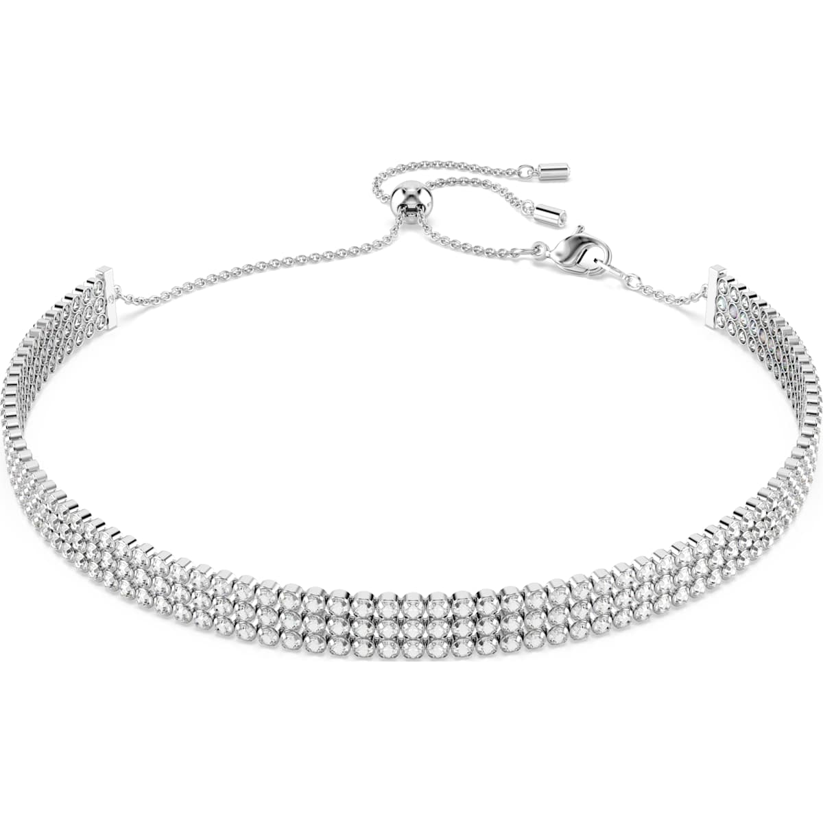 Matrix Tennis choker, Round cut, White, Rhodium plated 5685755