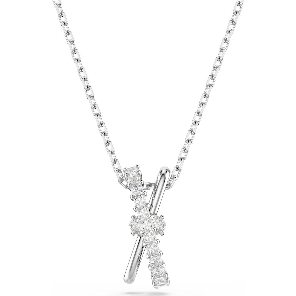 Hyperbola pendant, Mixed cuts, Twist, White, Rhodium plated 5689723