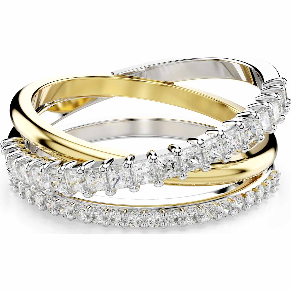 Hyperbola ring, Mixed cuts, White, Mixed metal finish