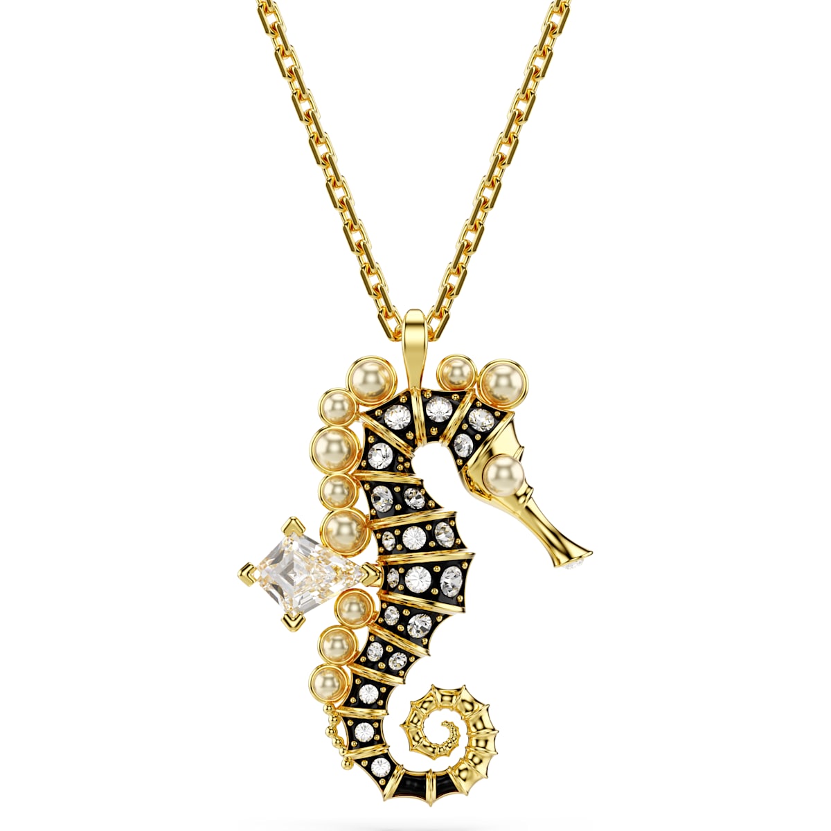 Idyllia pendant, Crystal pearls, Seahorse, Blue, Gold-tone plated
5690874