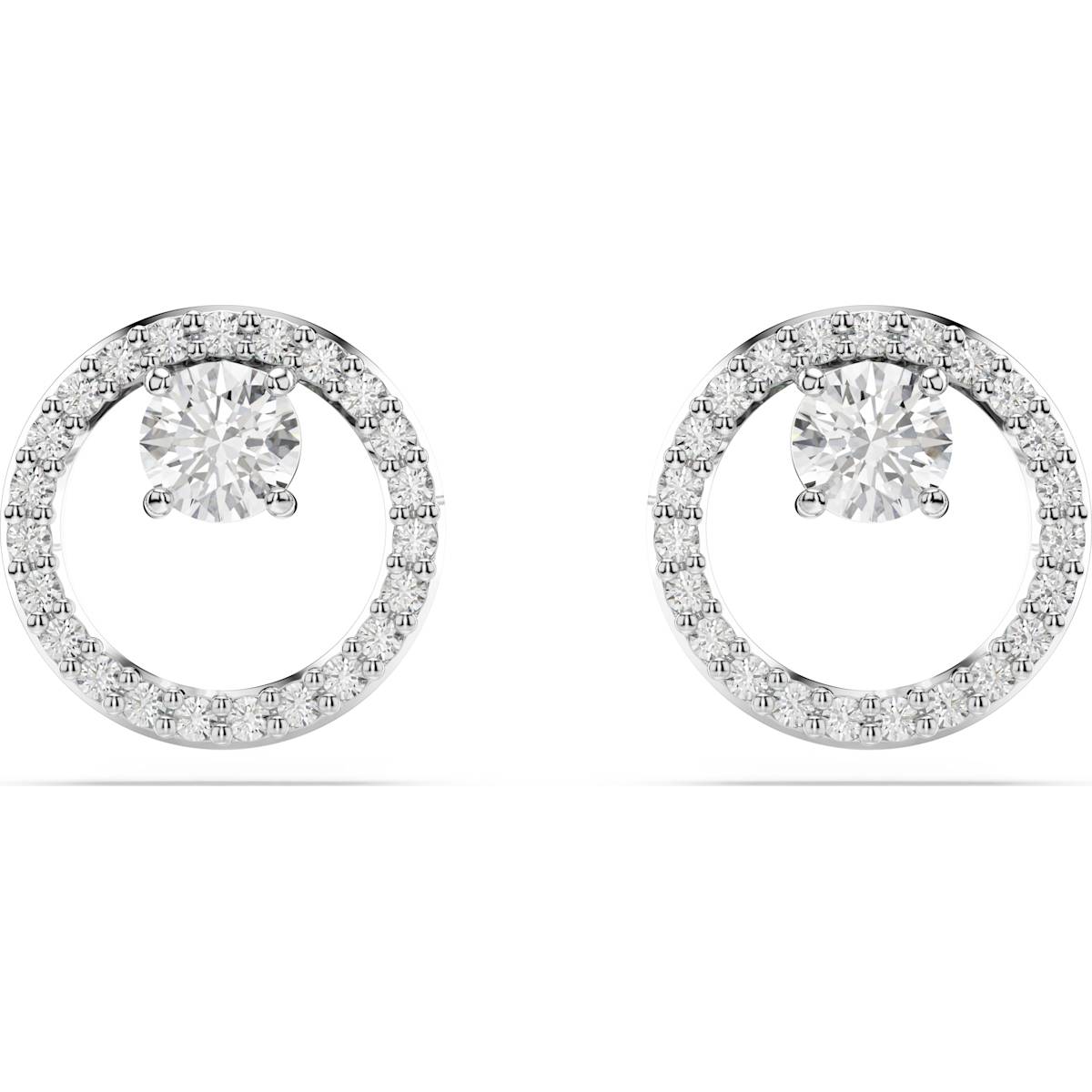 Constella stud earrings, Round cut, White, Rhodium plated 5692262