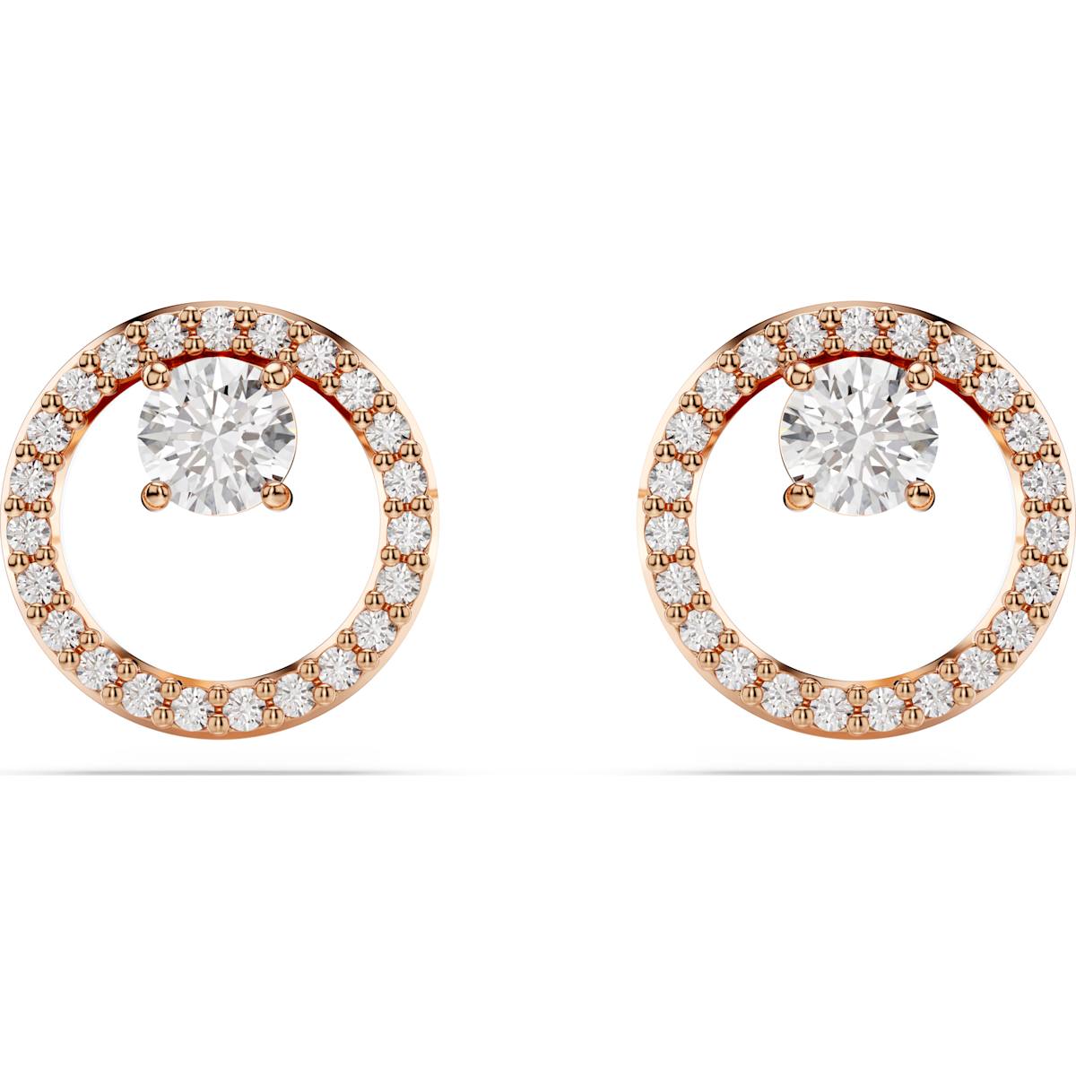 Constella stud earrings, Round cut, White, Rose gold-tone plated 5692263