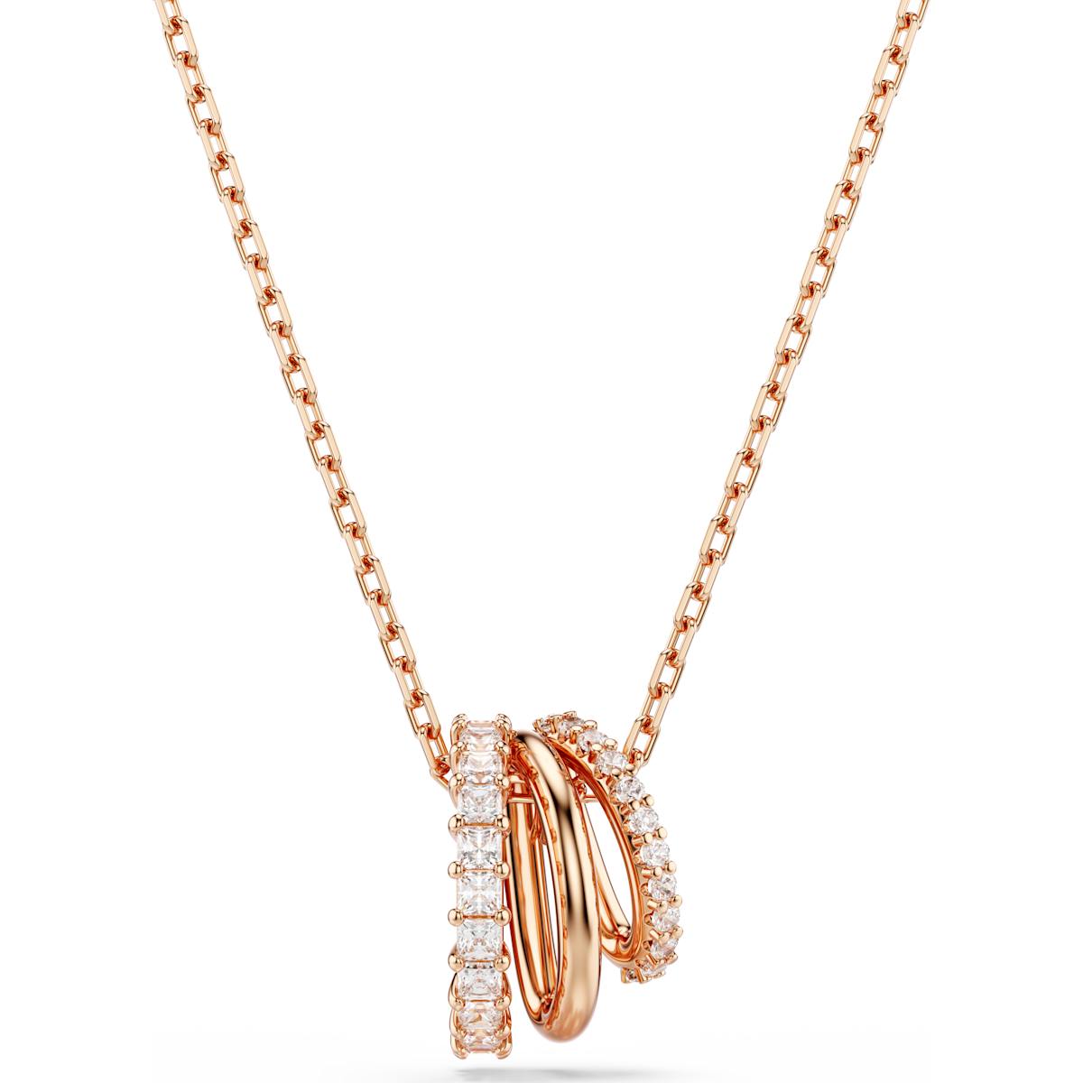 Hyperbola pendant, Mixed cuts, White, Rose gold-tone plated
5701494