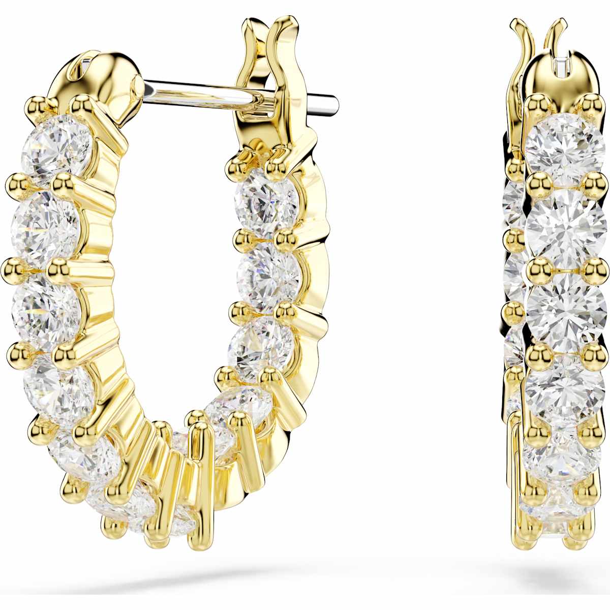 Pierced mini hoops by Swarovski both earrings are gold-tone plated and decorated with numerous Swarovski Zirconia.
