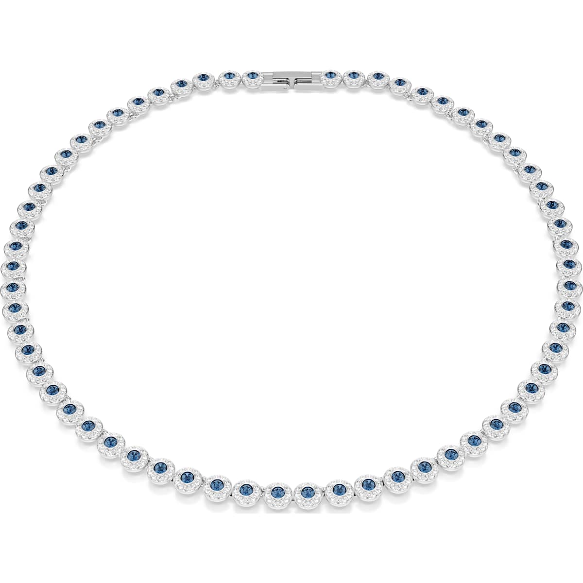 Una Angelic Tennis necklace Round cut, Blue, Rhodium plated 5733402