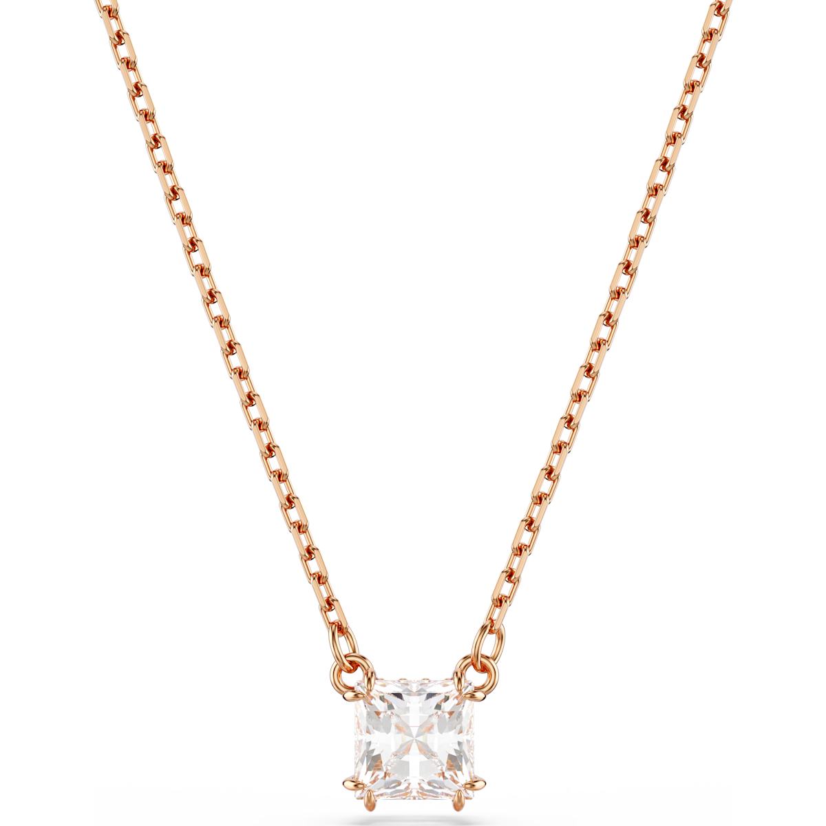 Stilla pendant, Square cut, White, Rose gold-tone plated