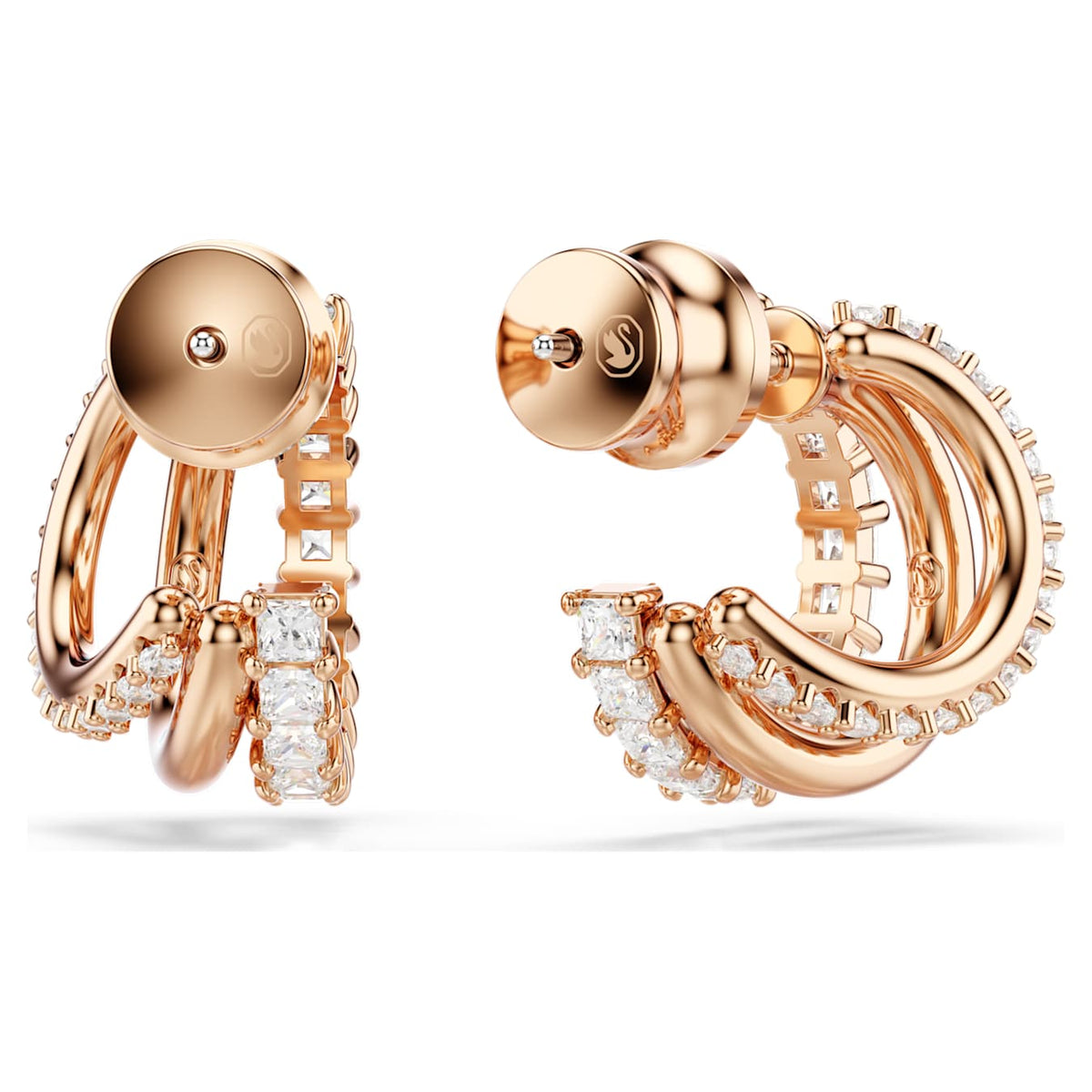 Hyperbola hoop earrings, Mixed cuts, Mini, White, Rose gold-tone plated 5698702