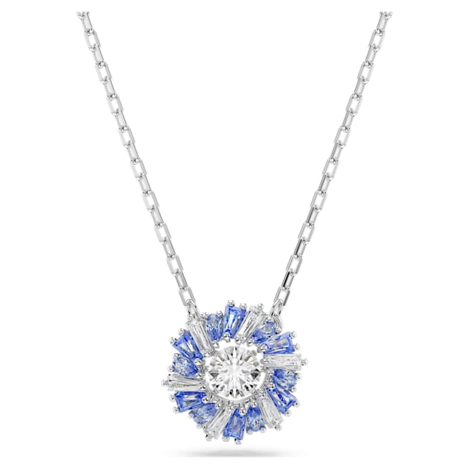 Idyllia pendant Mixed cuts, Flower, Blue, Rhodium plated 5680013