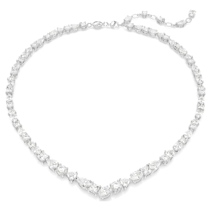 A rhodium-plated silver necklace with white mixed cuts crystals from Swarovski.