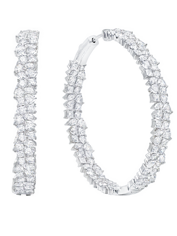 MULTI CLUSTER LARGE HOOP EARRINGS FINISHED IN PURE PLATINUM 9011141E00CZ