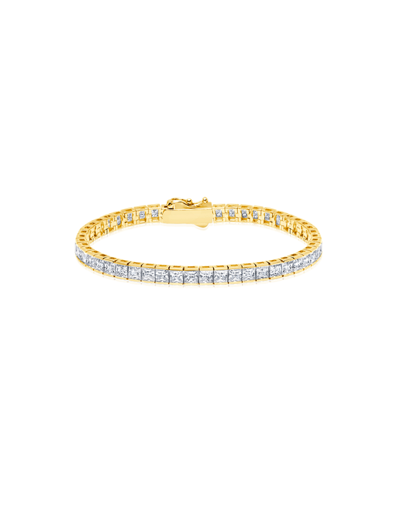 SQUARE CUT TENNIS BRACELET FINISHED IN 18KT YELLOW GOLD SKU: 302603B65CZ