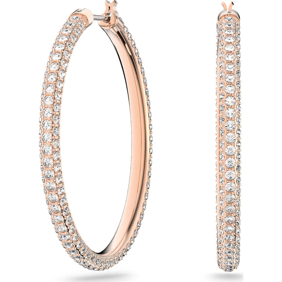 Stone hoop earrings Pink, Rose gold-tone plated 5383938