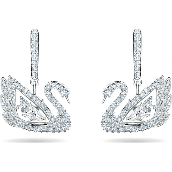 Dancing-Swan-earrings, Swan, White, Rhodium plated
5514420