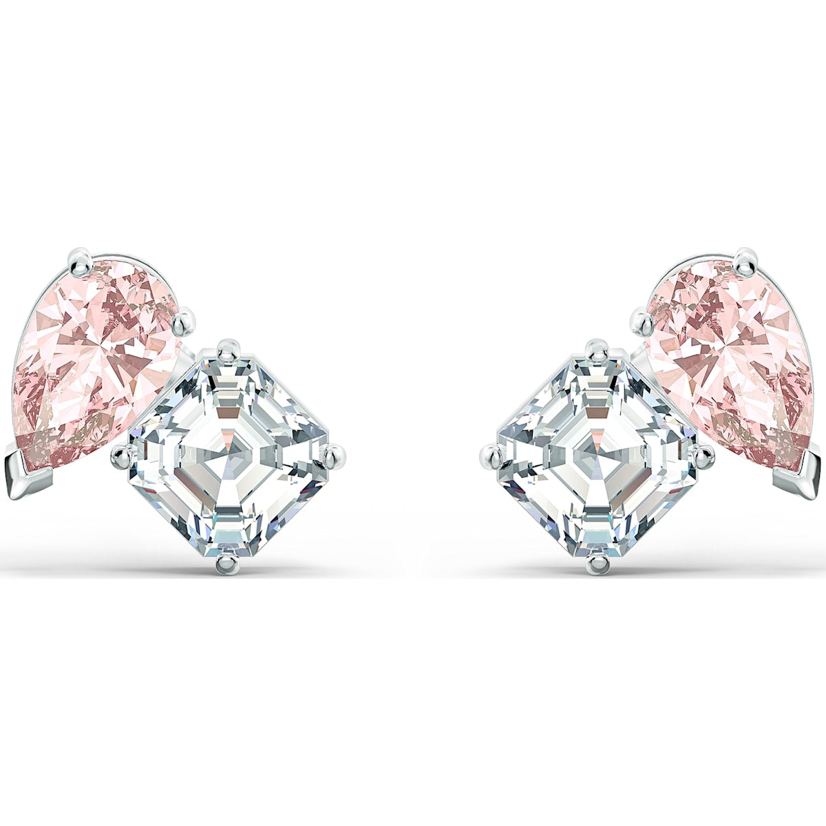 Attract Soul stud earrings Pink, Rhodium plated 5517118 – Crystal