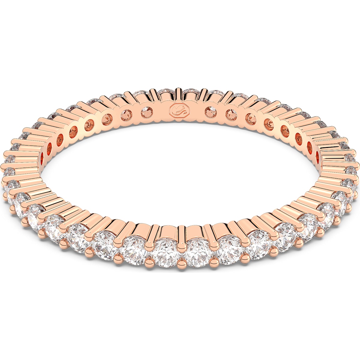 A round-cut white Vittore ring with rose gold-tone plating, from the Swarovski Vittore collection.