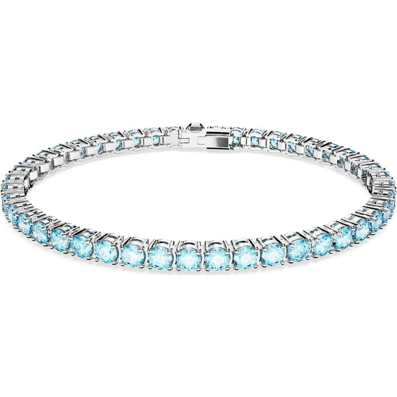 Matrix Tennis bracelet, Round cut, Medium, Blue, Rhodium plated 5660914