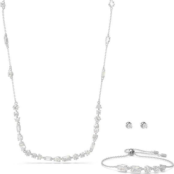 Mesmera set, Mixed cuts, Scattered design, White, Rhodium plated
5665877