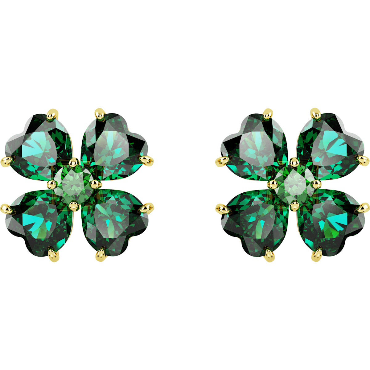 Idyllia stud earrings, Clover, Green, Gold-tone plated
5666236