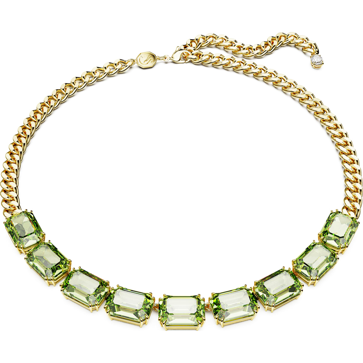 Millenia necklace, Octagon cut, Green, Gold-tone plated 5671255