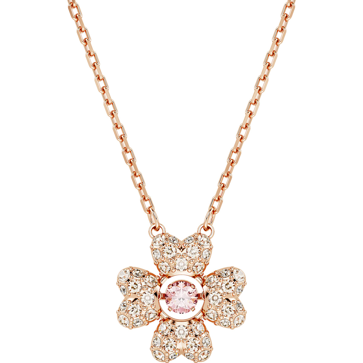Idyllia pendant, Clover, White, Rose gold-tone plated 5674211