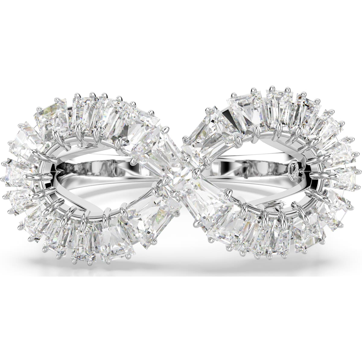 Hyperbola cocktail ring, Infinity, White, Rhodium plated