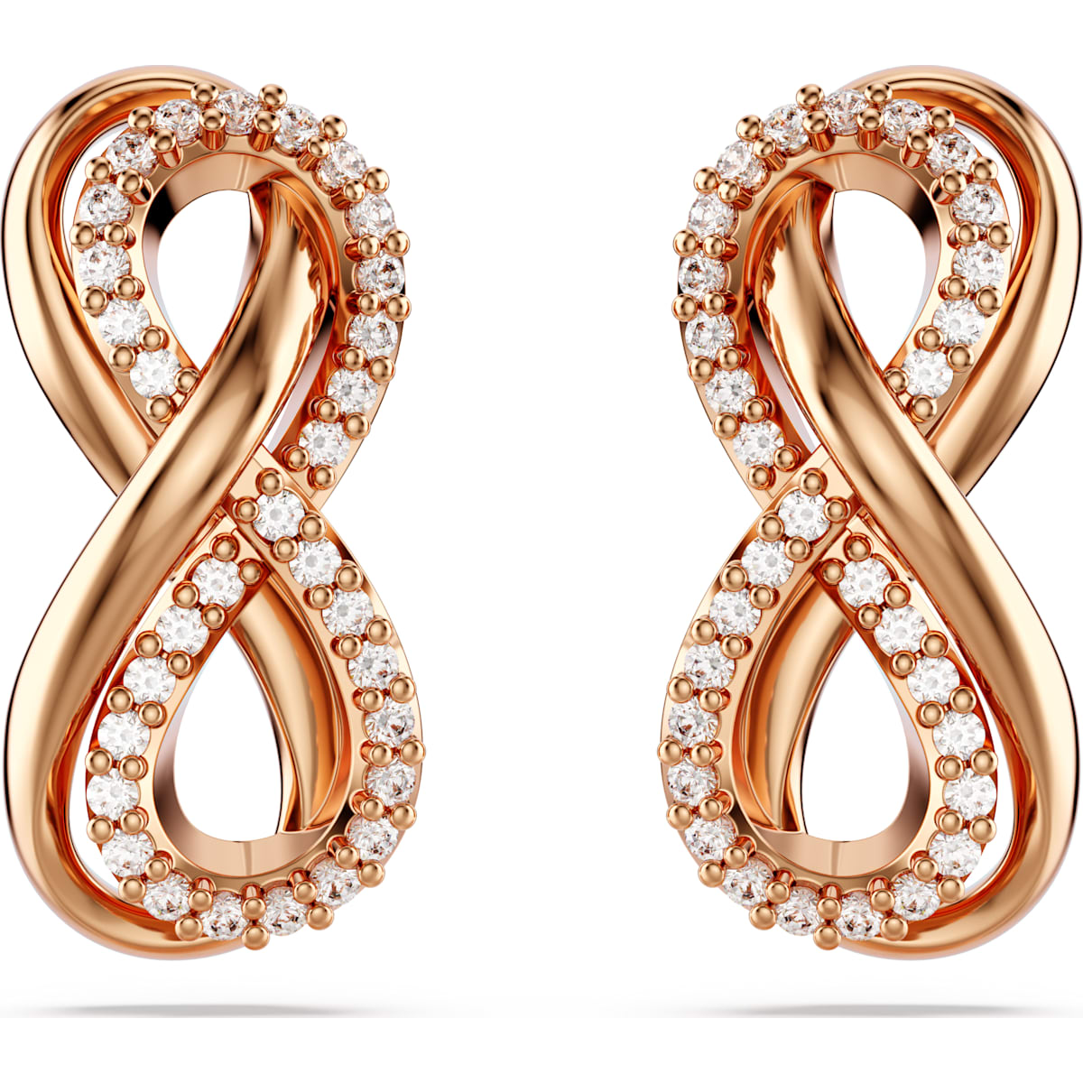 Hyperbola stud earrings, Infinity, White, Rose gold-tone plated
5684085