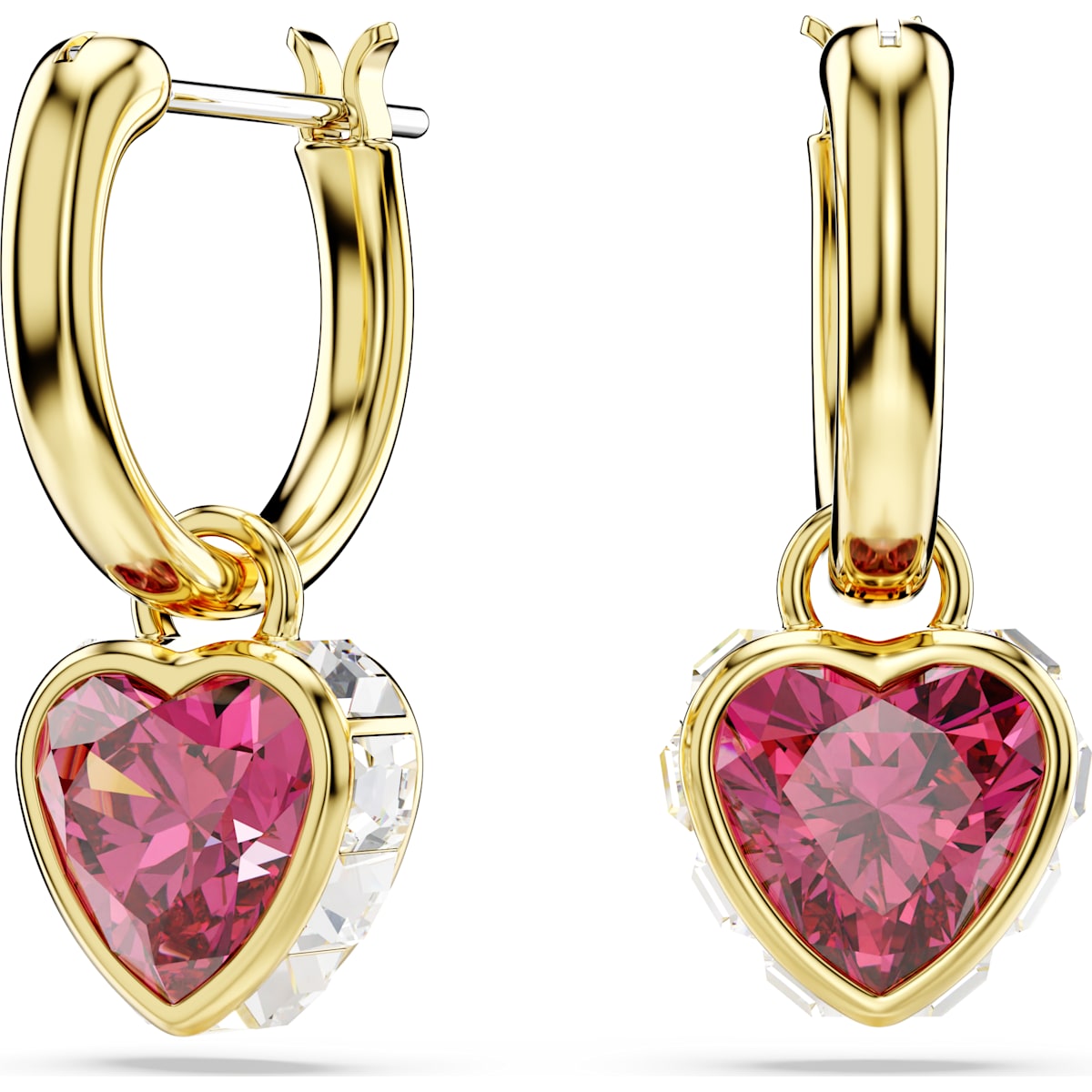 Chroma drop earrings, Heart, Red, Gold-tone plated 5684760