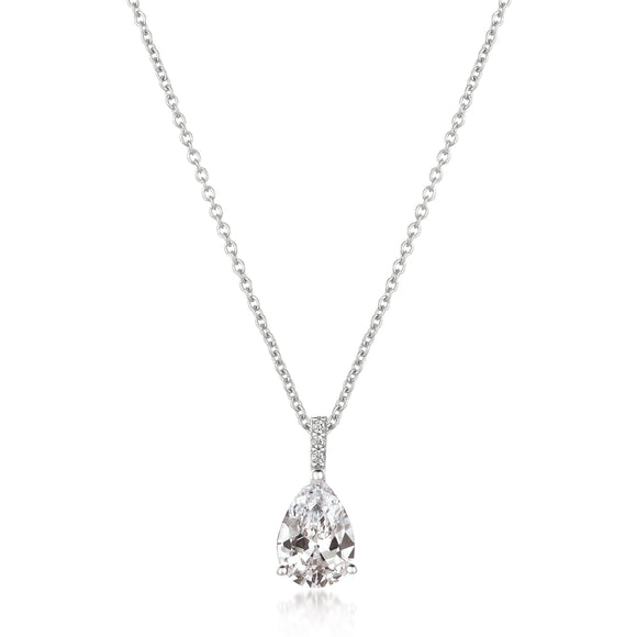 ACCENTED PEAR PENDANT FINISHED IN PURE PLATINUM 906690N16CZ