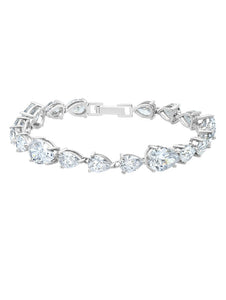 CLASSIC PEAR TENNIS BRACELET FINISHED IN PURE PLATINUM