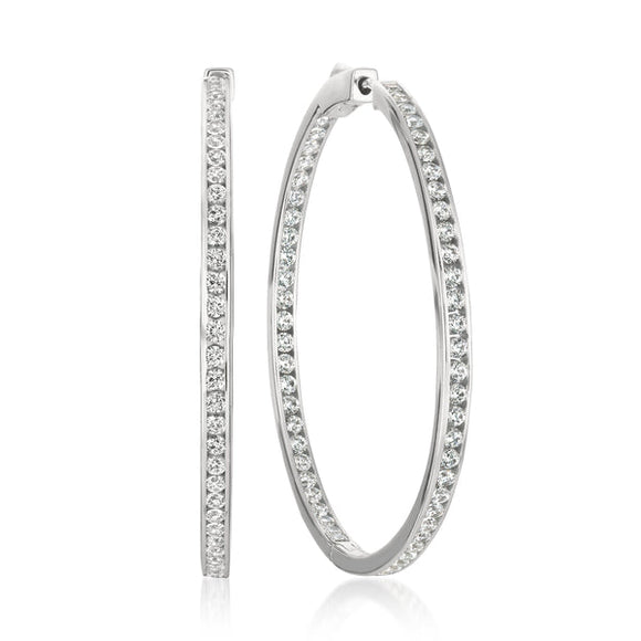 CLASSIC INSIDE OUT HOOP EARRINGS FINISHED IN PURE PLATINUM - 1.5