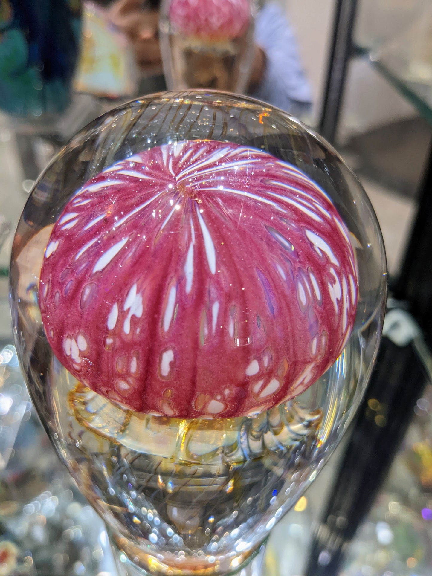 Satava handcrafted art glass jellyfish top view