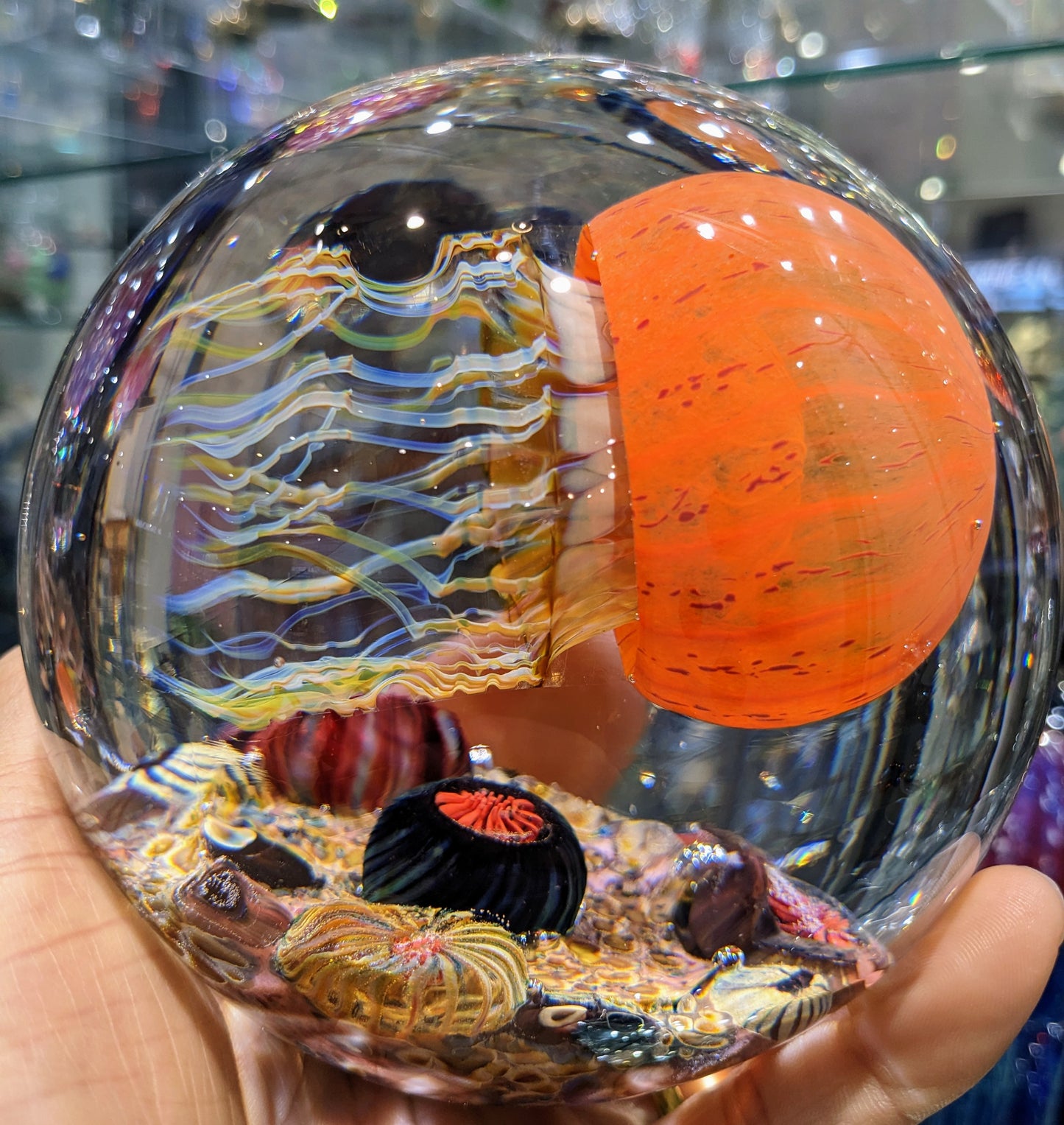 Satava orange glass jellyfish round