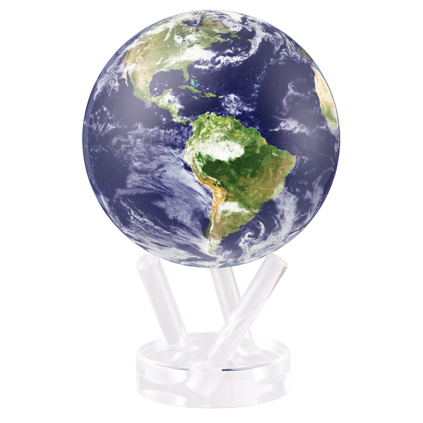 Earth with clouds mova globe in white background