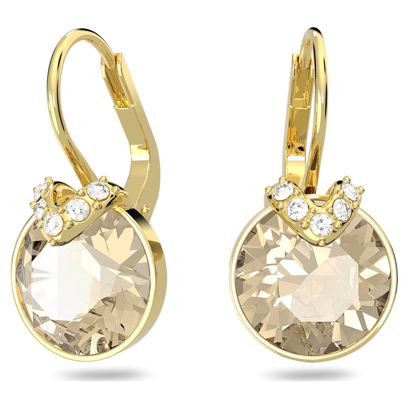 Bella V drop earrings Round cut, Gold tone, Gold-tone plated 5662093