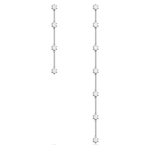 Constella drop earrings Asymmetric design, White, Rhodium plated 5641681
