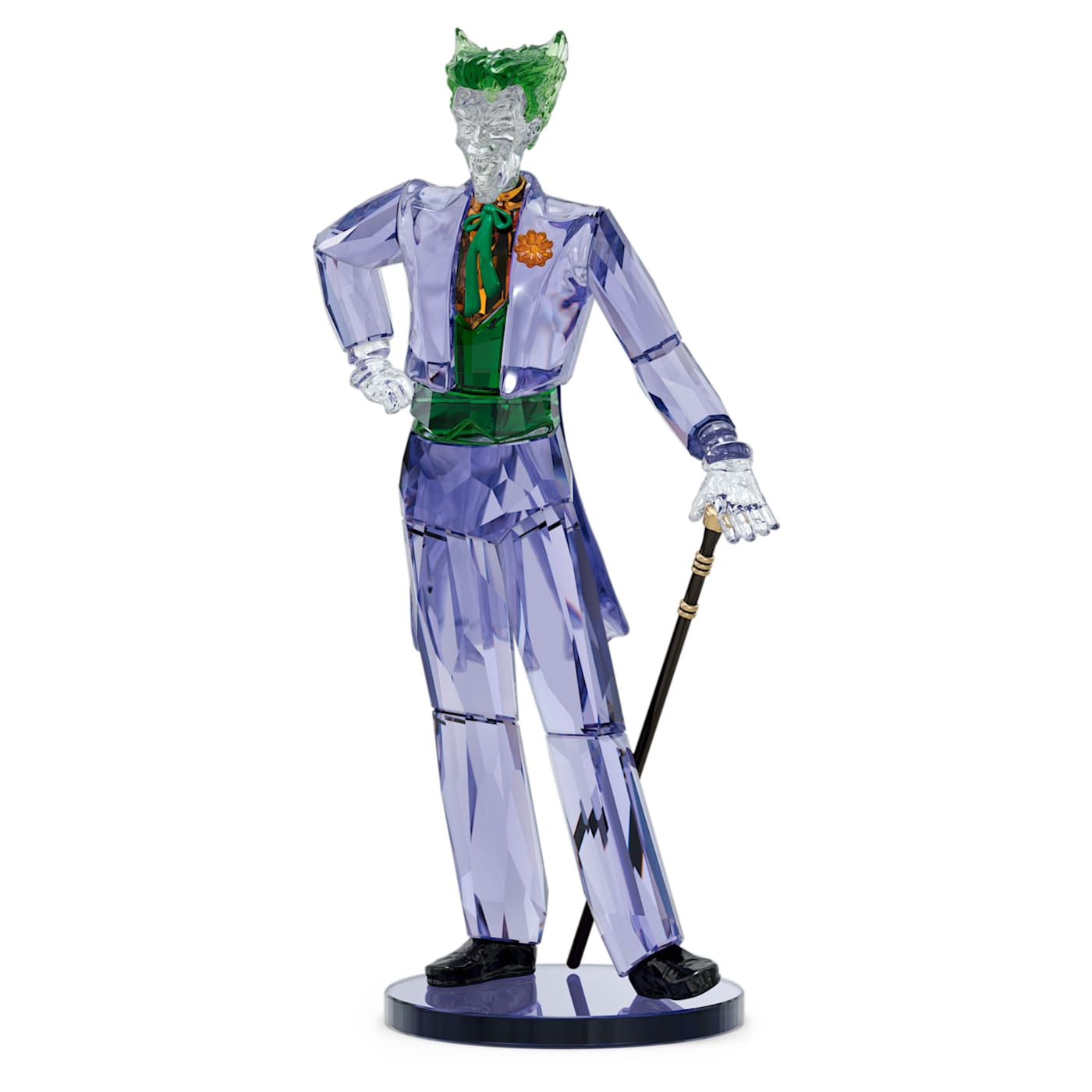 The Joker with his green hair and crazed grin, the one and only Clown Prince of Crime wears his signature purple suit, paired with a green waistcoat, tie.