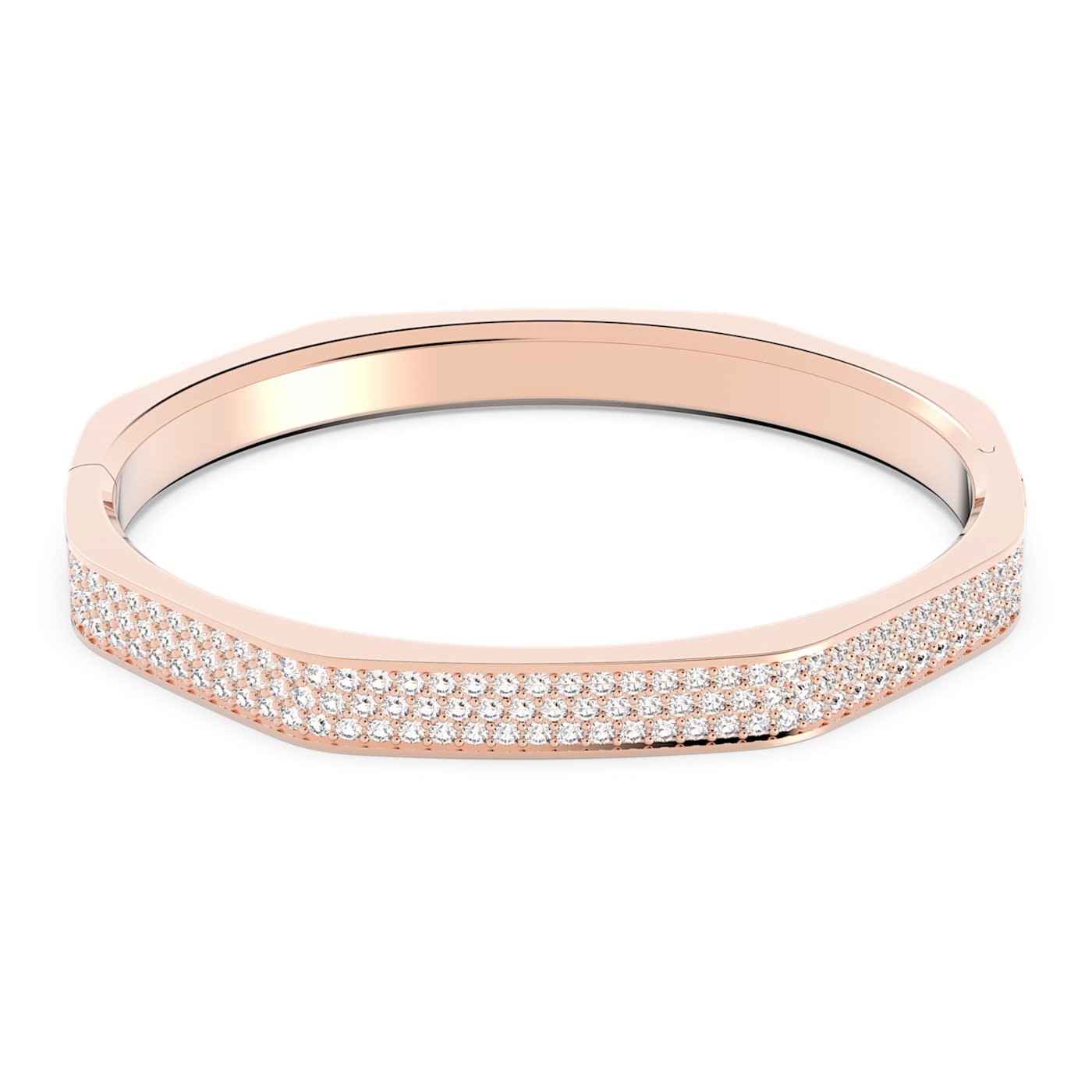 Dextera bangle Octagon shape, Pavé, White, Rose gold-tone plated