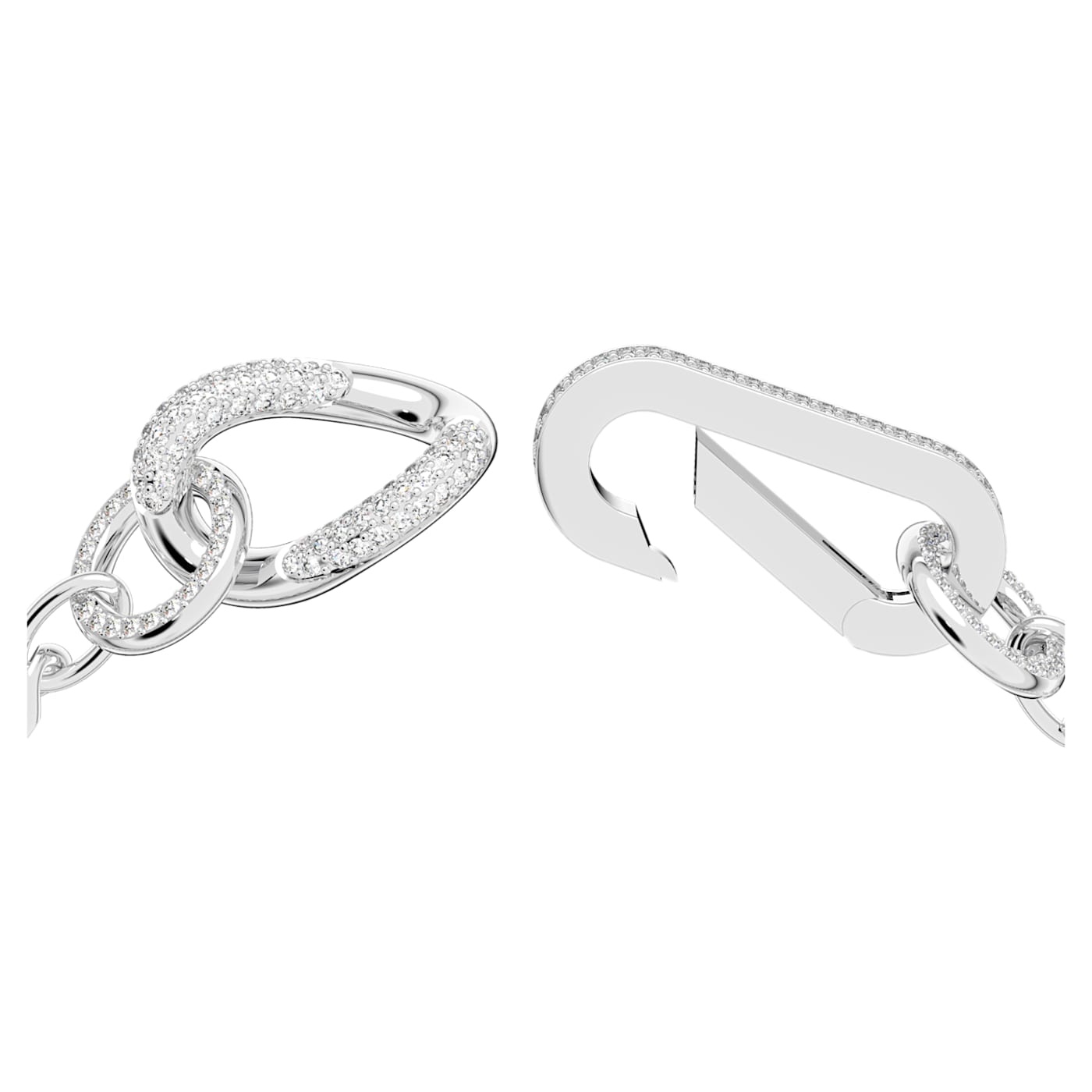 Dextera bracelet Pavé, Mixed links, White, Rhodium plated 5642597