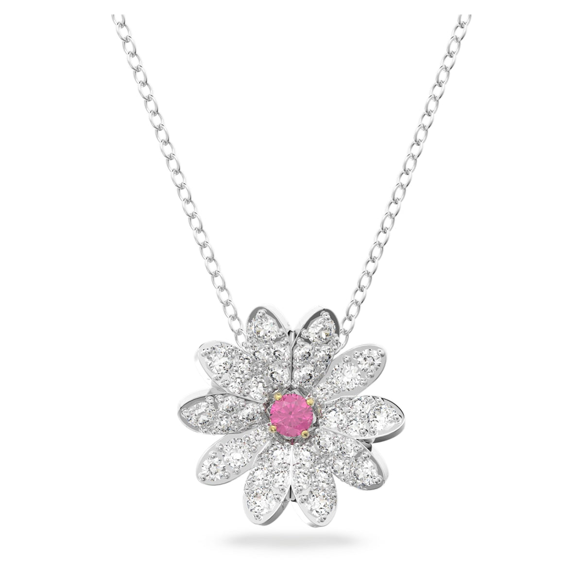 Swarovski Rose Gold-Tone Crystal Flower Pendant Necklace, 14-7/8