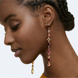 Gema drop earrings Asymmetrical, Extra long, Multicolored, Gold-tone plated 5610725