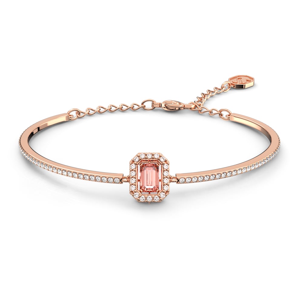 Millenia Bangle, Octagon Cut Swarovski Zirconia, Pink, Rose-gold Tone Plated