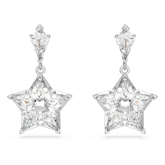Stella drop earrings Kite cut, Star, White, Rhodium plated 5652002