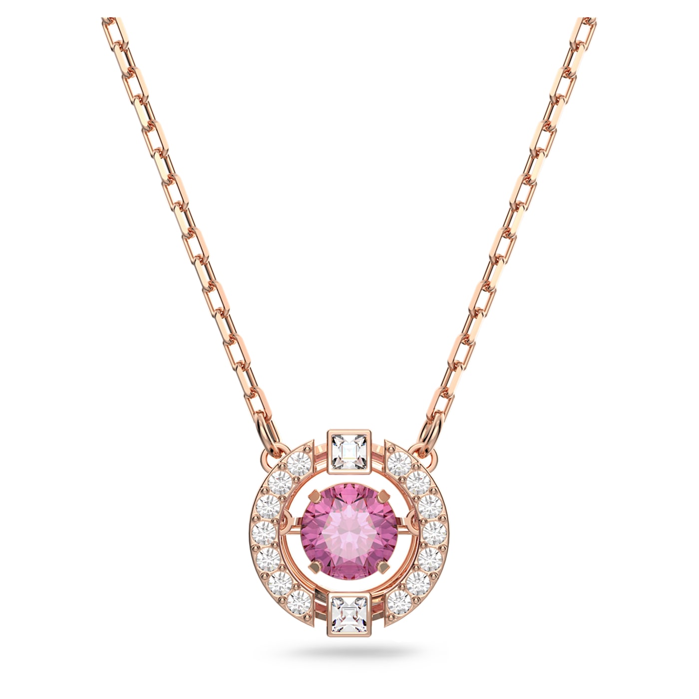 Swarovski Sparkling Dance necklace Round cut, Red, Rose gold-tone plated