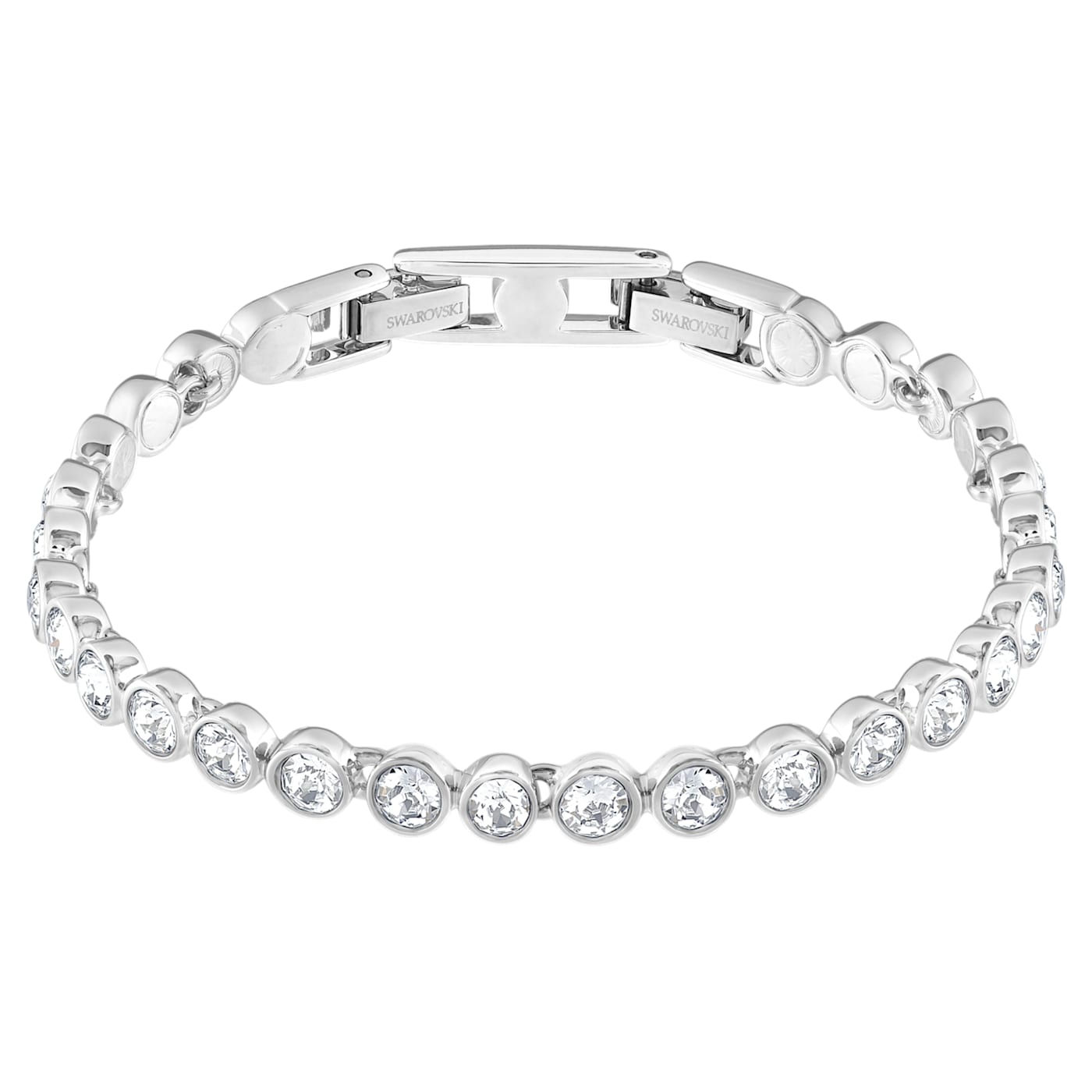 Tennis bracelet Round cut, White, Rhodium plated