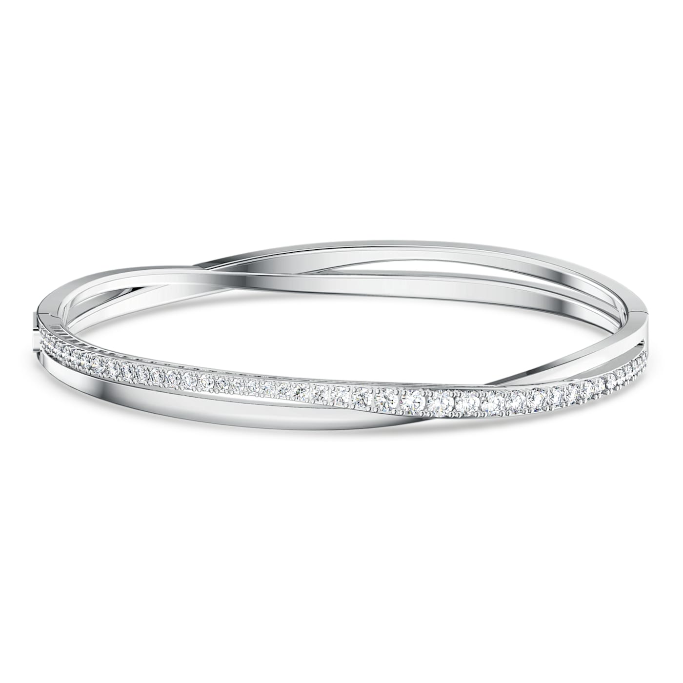 Twist bangle White, Rhodium plated