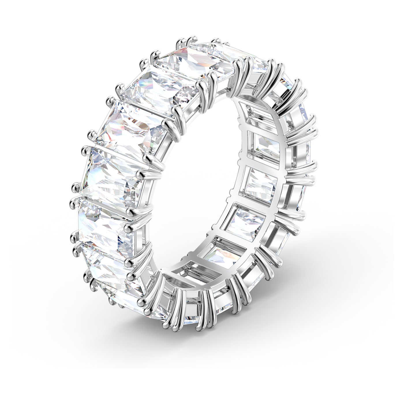 Vittore ring Rectangular cut, White, Rhodium plated