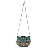 Head Turner Beaded Owl Head Crossbody Handbag